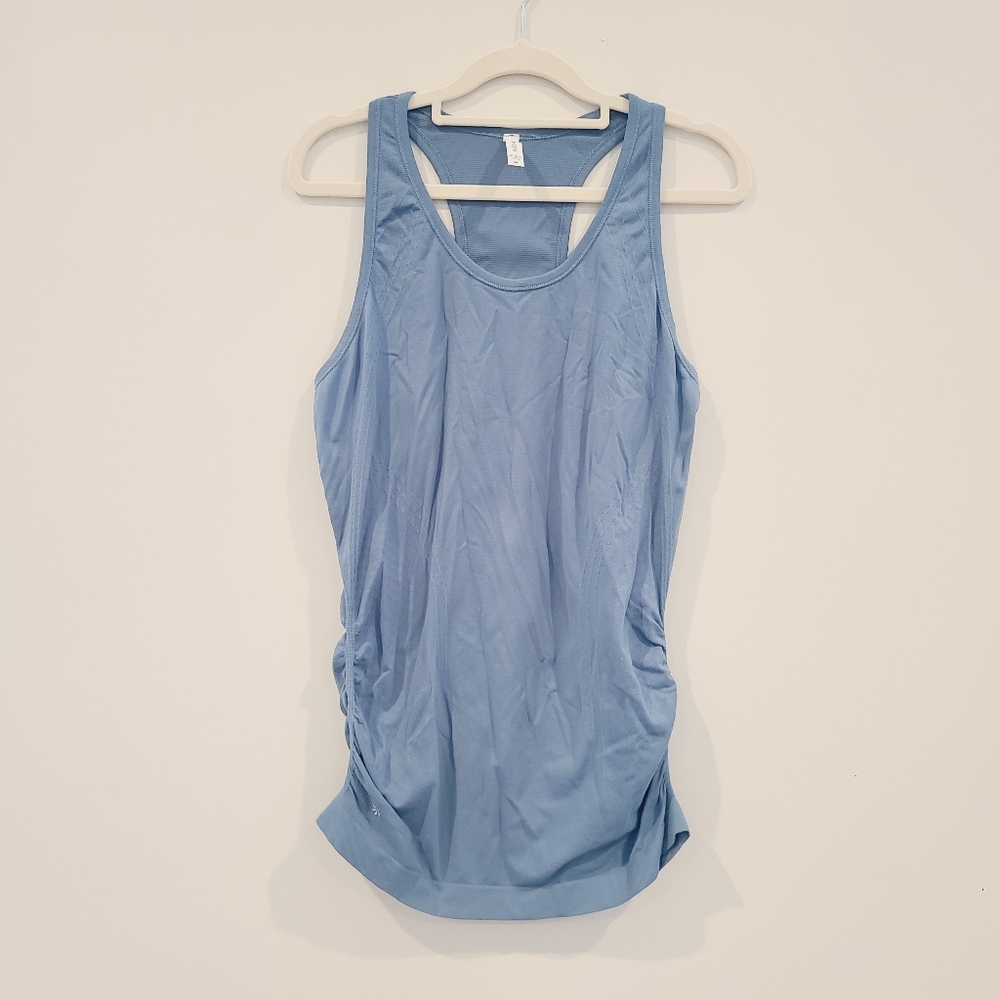 Athleta Blue Racerback Ruched Side Athletic Tank Top